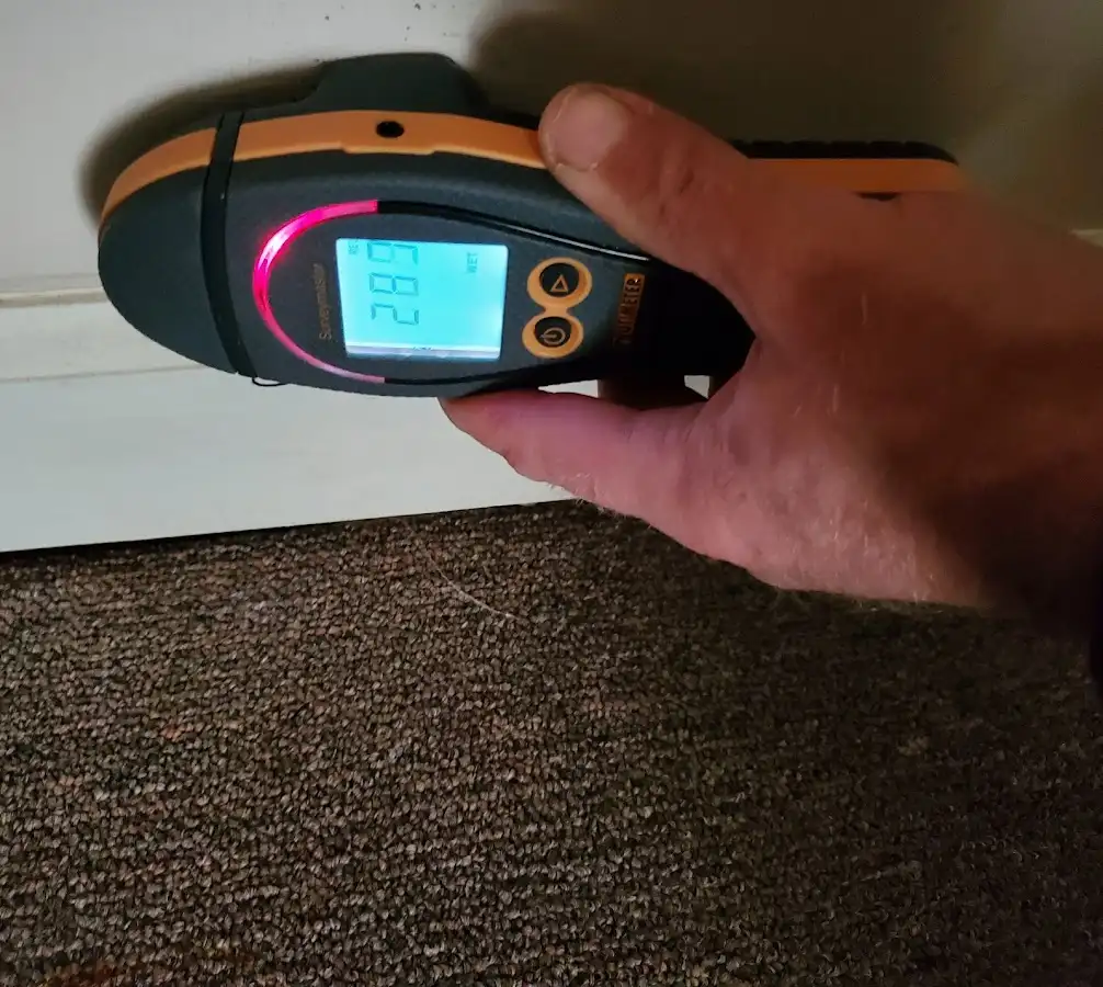 Moisture detection at baseboard during Sewage Cleanup & Sanitation in Pike Road